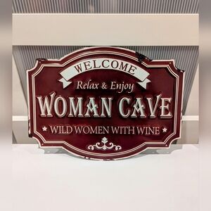 Vintage Red Wall Sign - Woman Cave Decor
